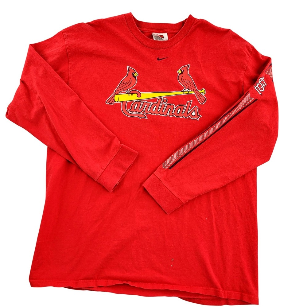 Vintage Nike Long‎ Sleeve St. Louis Cardinals Shirt Mens XL Red MLB Baseball